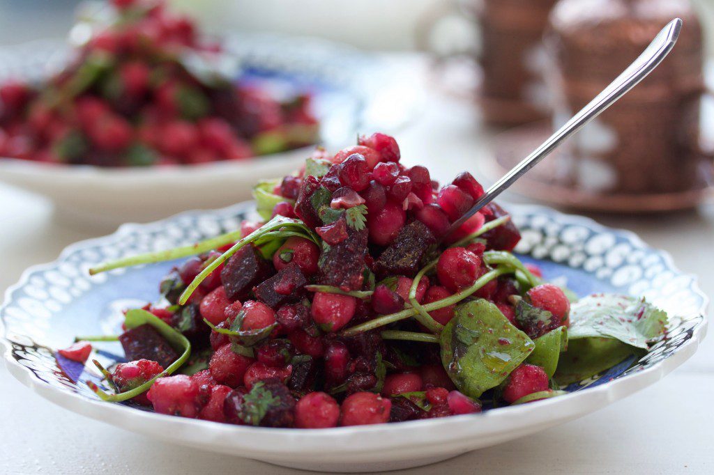 Tikka Spiced Chickpea, Beetroot and Pomegranate Salad