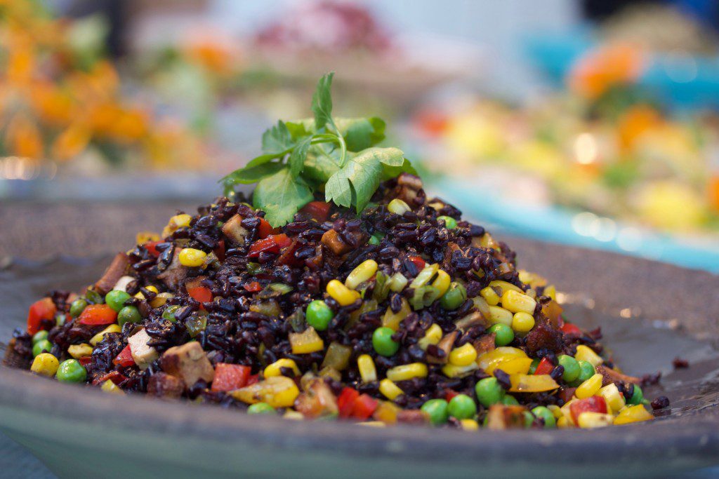 Tofu Fried Black Venus Rice with Vegetables and Seaweed