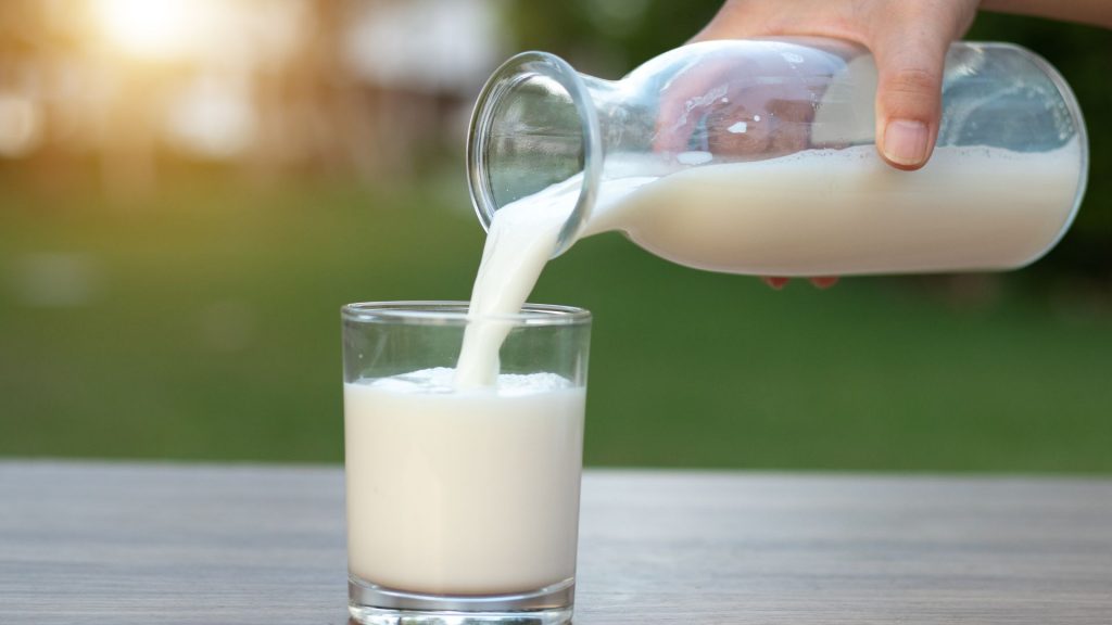 Pouring milk