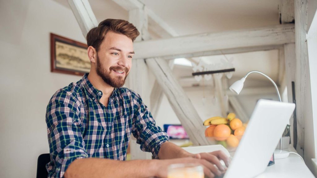 Man studying nutrition course