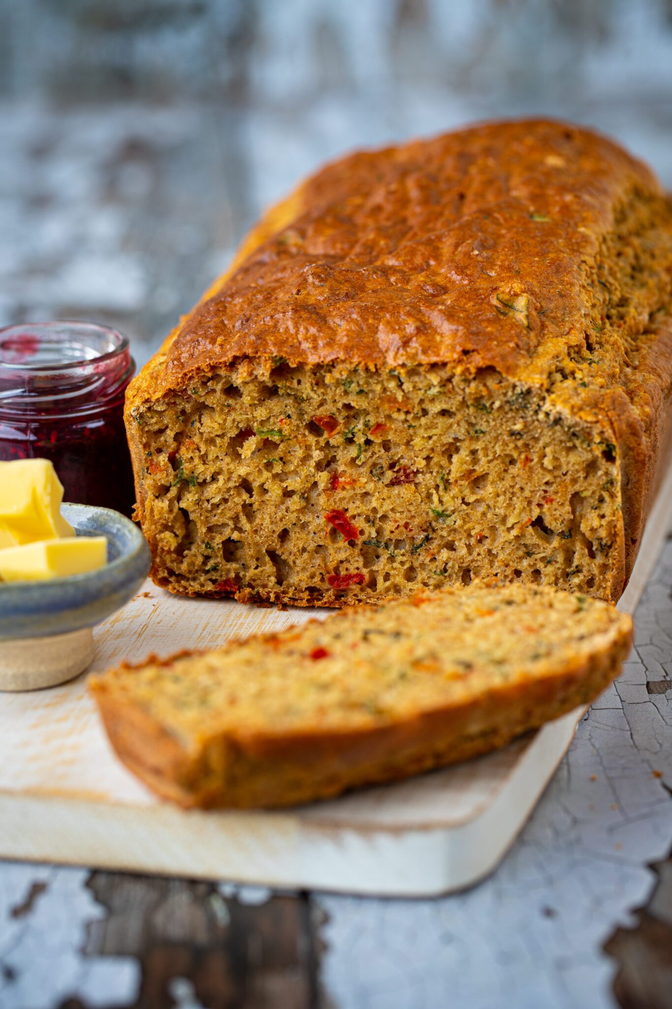 Gluten-Free Roasted Red Pepper, Thyme and Spinach Bread