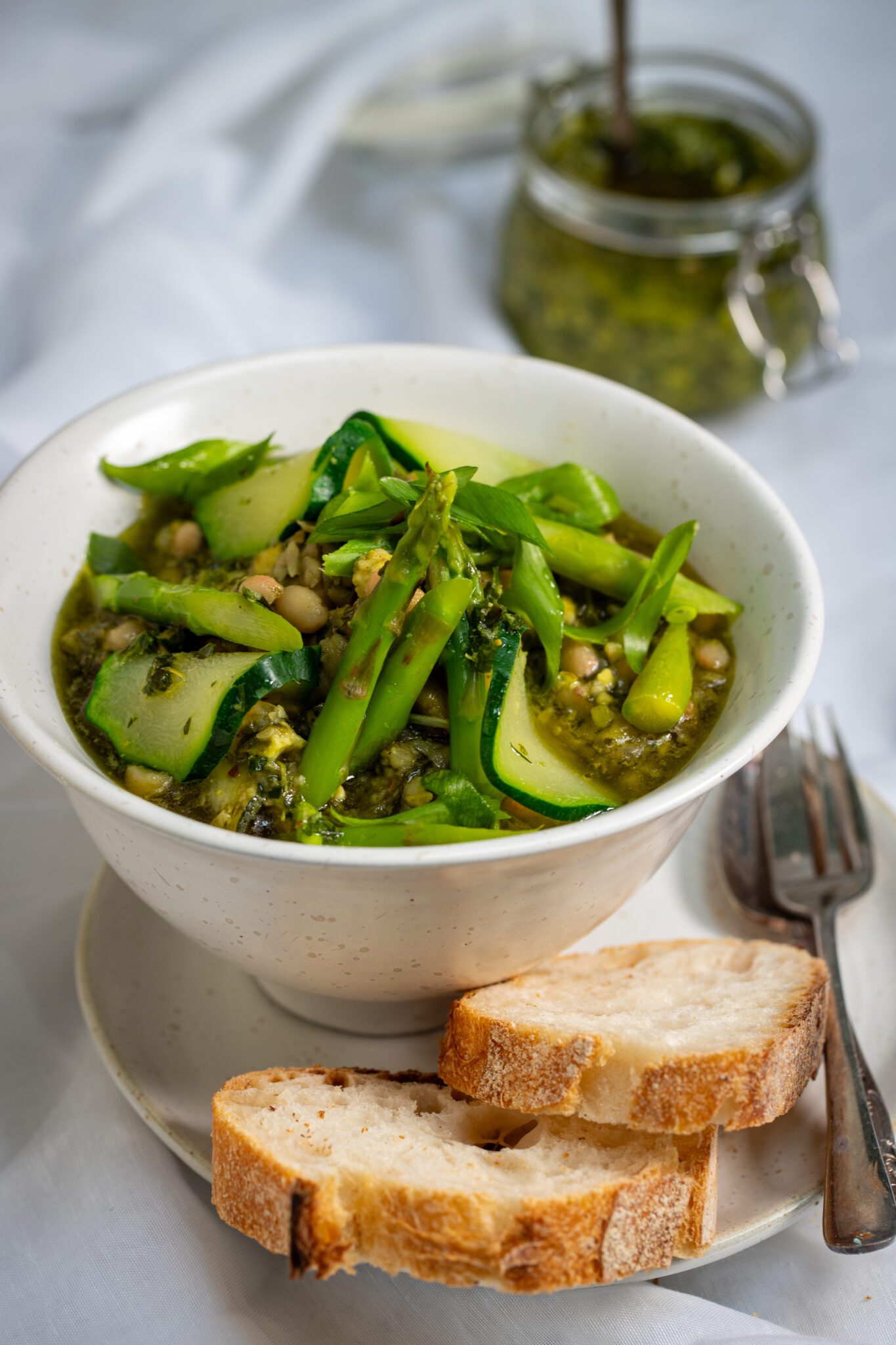 Vegetarian White Bean Cassoulet with Middle Eastern kale Pesto