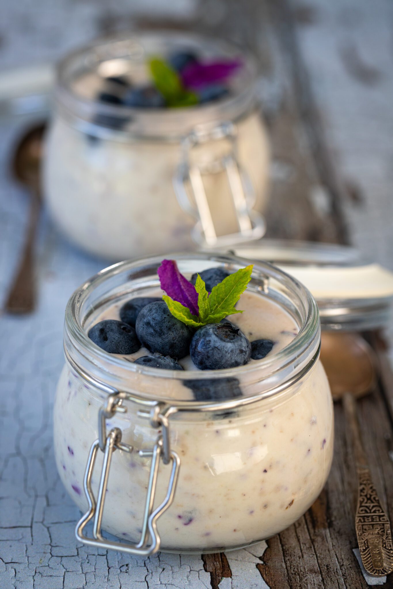 Banana, Blueberry and Tahini Yoghurt Pots